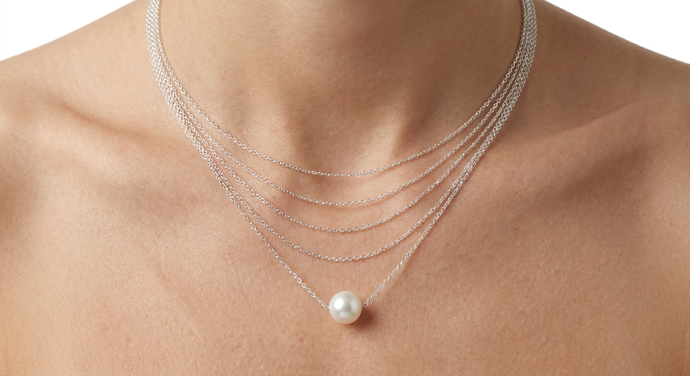 Ripples — silver body chain with freshwater pearl